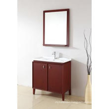 Wooden Brown Fashion Bathroom Mirrored Cabinet (V-14167B)